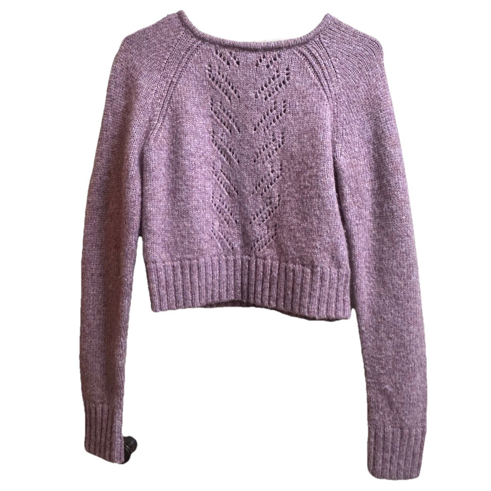 ASTR The Label Women's Sweater Lilac Purple Cropped Wool Blend Pullover Size Med